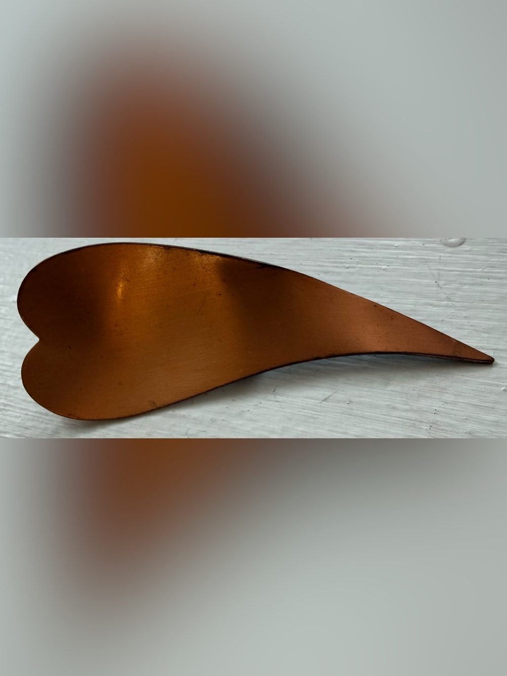 Copper metal modernist heart vintage brooch